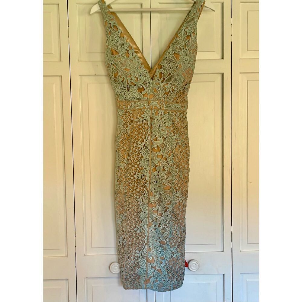 Forever Unique London NWT turquoise lace overlay cross back dress 6 - Picture 15 of 16